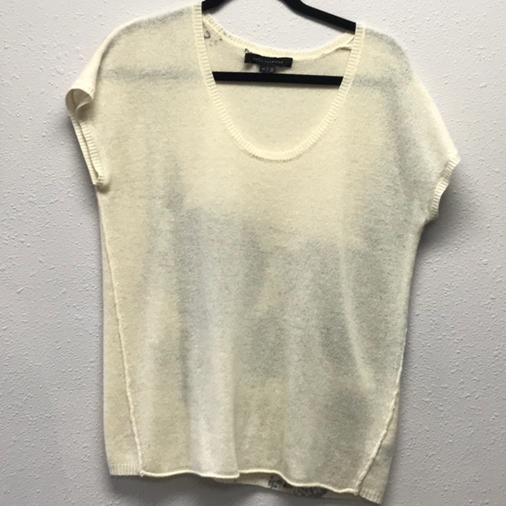 Skull Cashmere Cream Oversized Cap Sleeve T-Shirt Sweater
